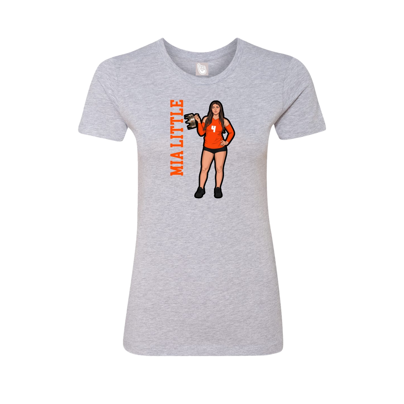 Womens Tee — Name Vertical in Grey