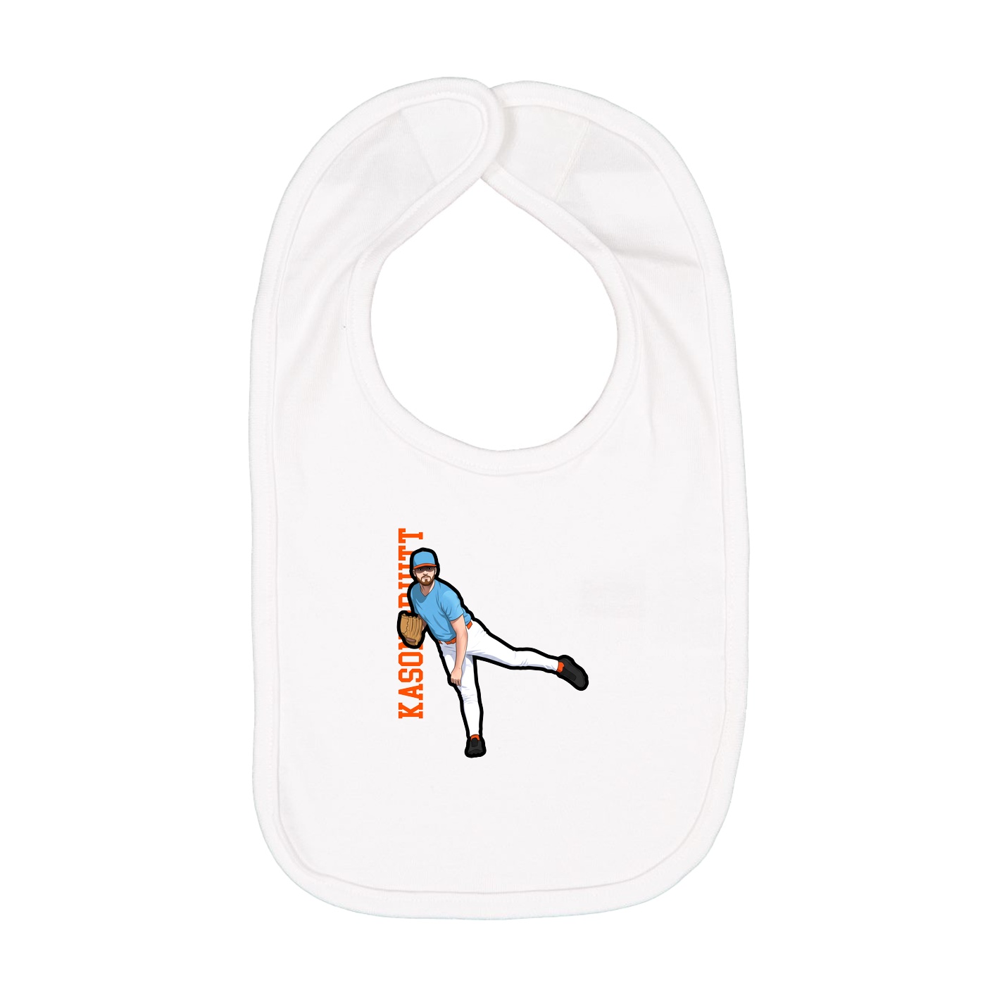 Infant Bib — Name Vertical in White