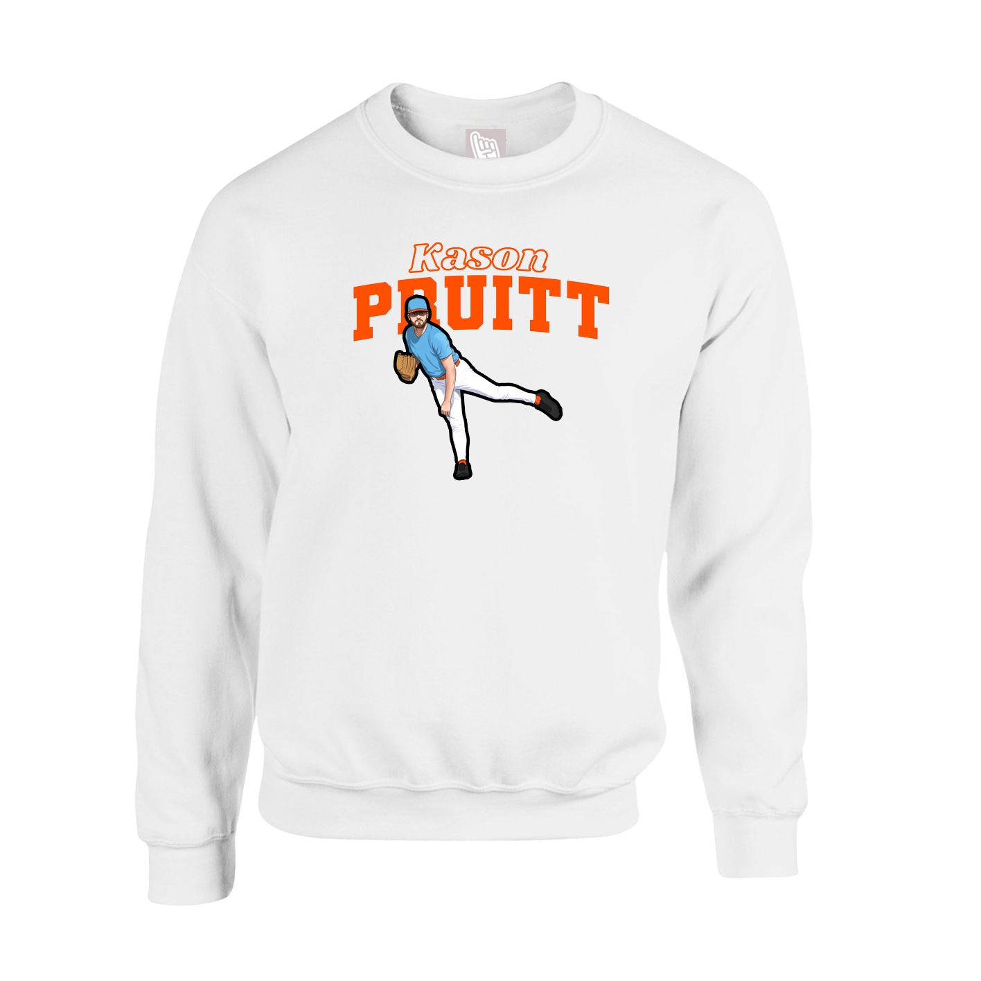 Fleece Crew — Name Arch in White