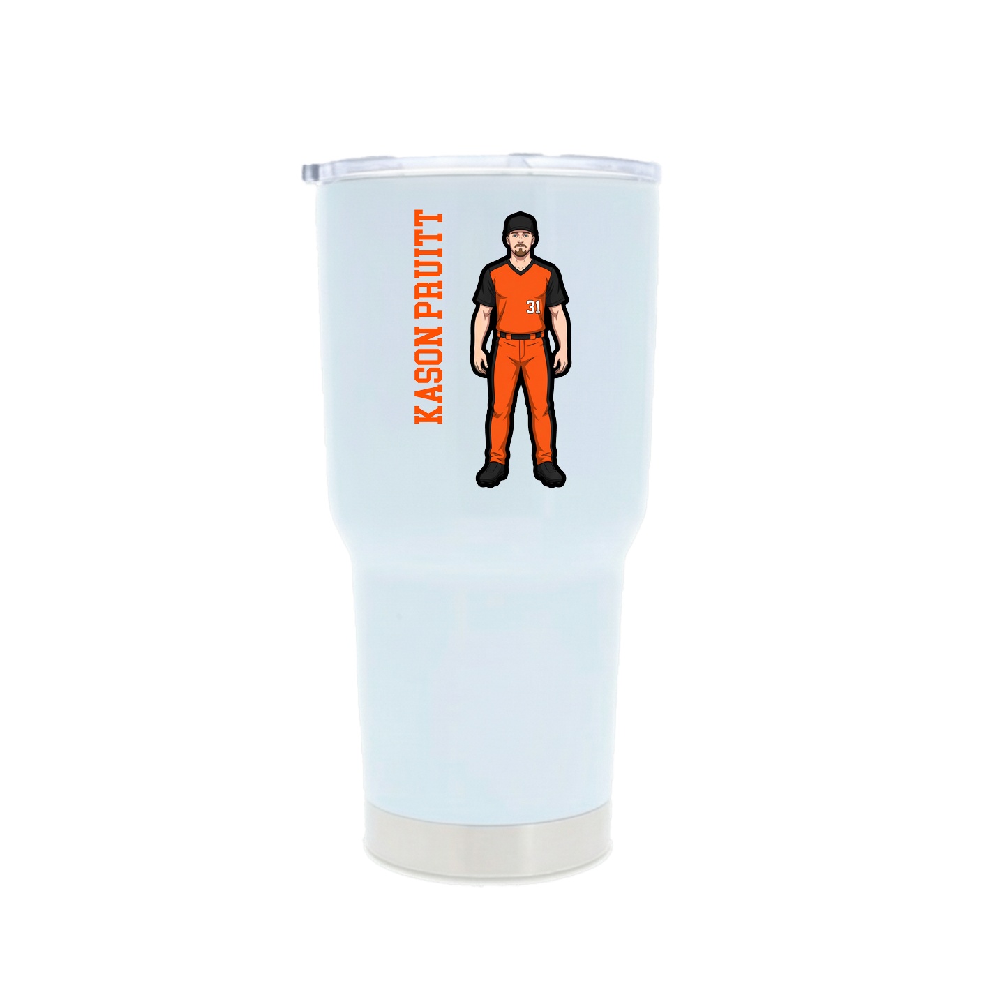 30oz Stainless Steel Tumbler — Name Vertical in White