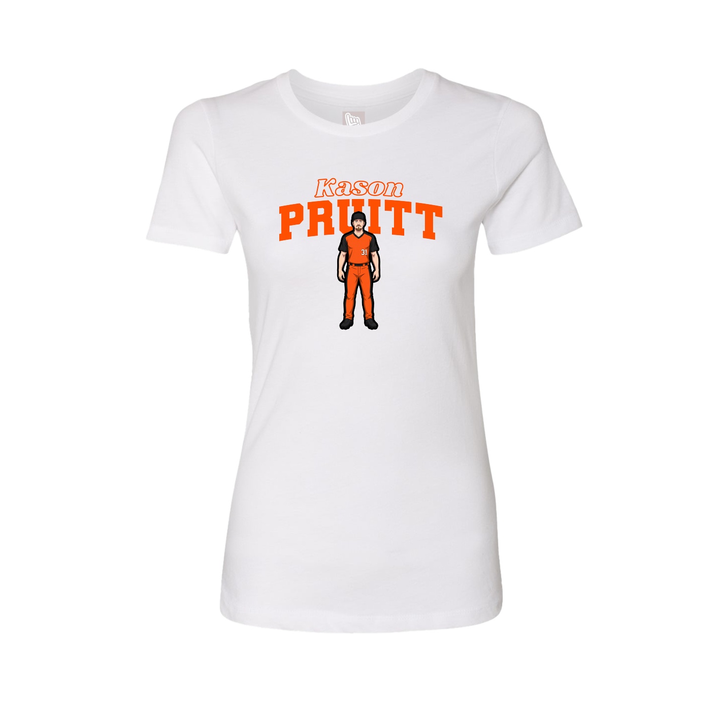 Fitted Women's Tee — Name Arch in White
