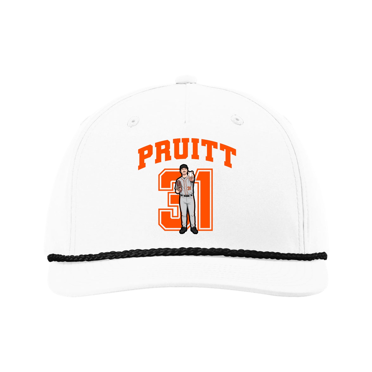 Five-Panel Classic Rope Cap — Number in White