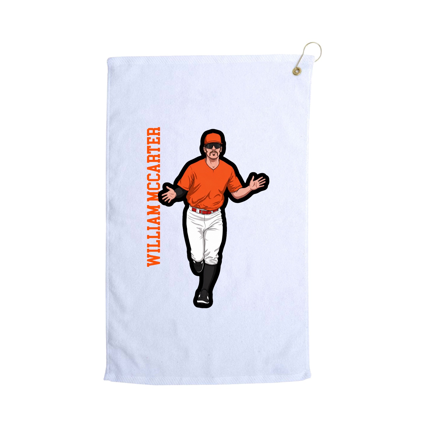 Golf Towel — Name Vertical in White
