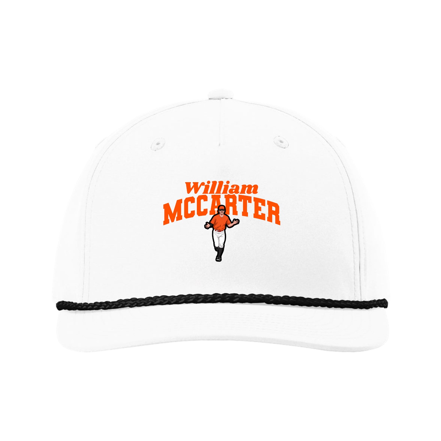 Five-Panel Classic Rope Cap — Signature Arch in White