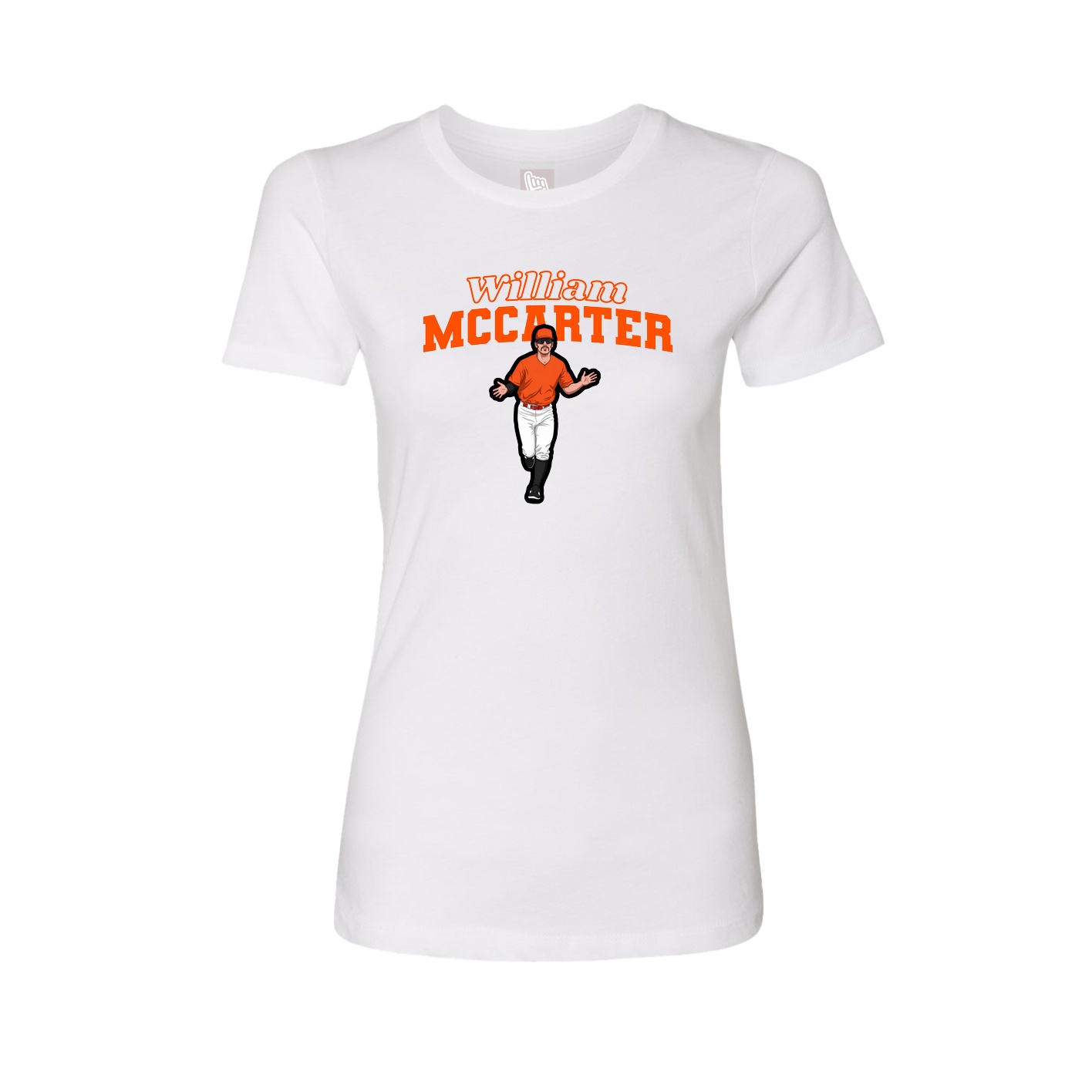 Fitted Women's Tee — Name Arch in White