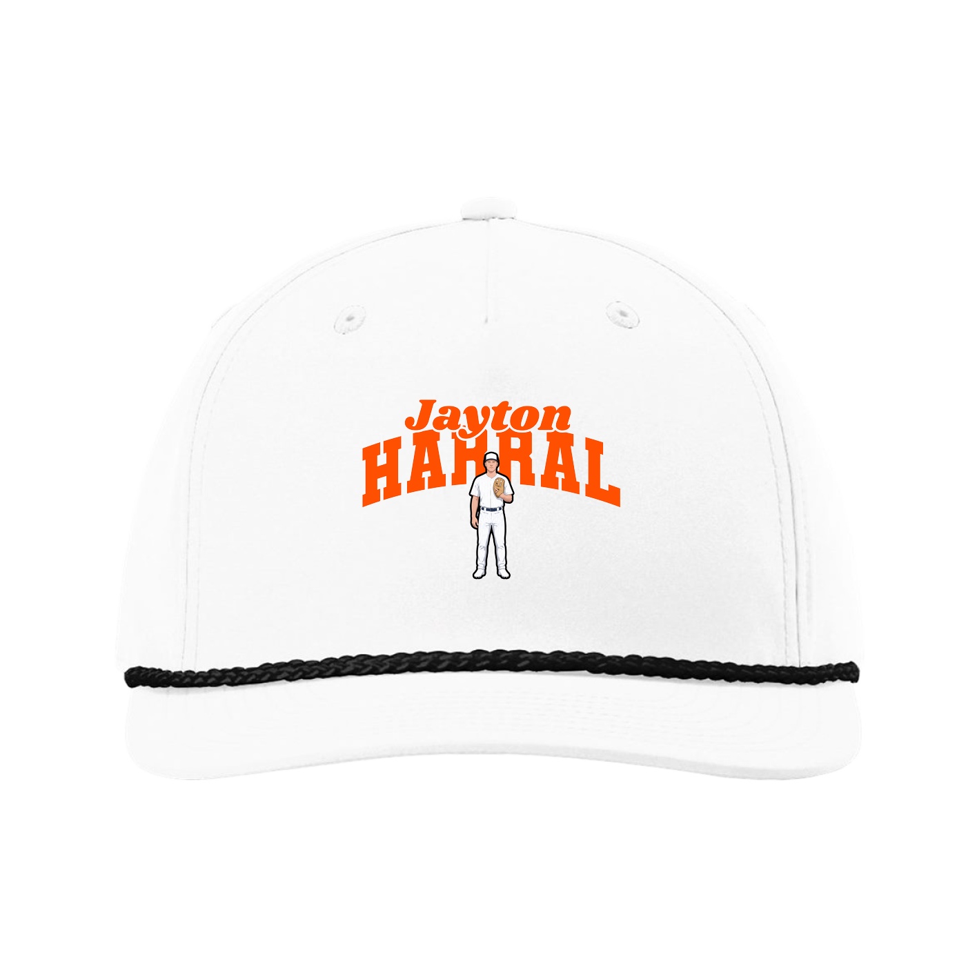Five-Panel Classic Rope Cap — Signature Arch in White