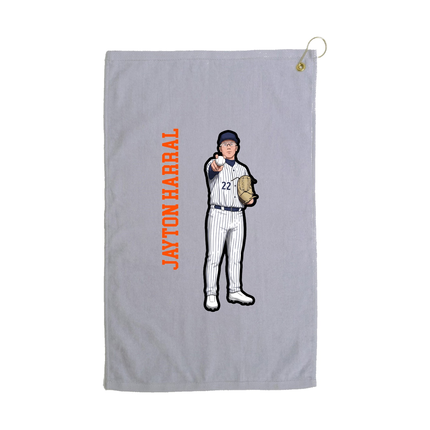 Golf Towel — Name Vertical in Grey