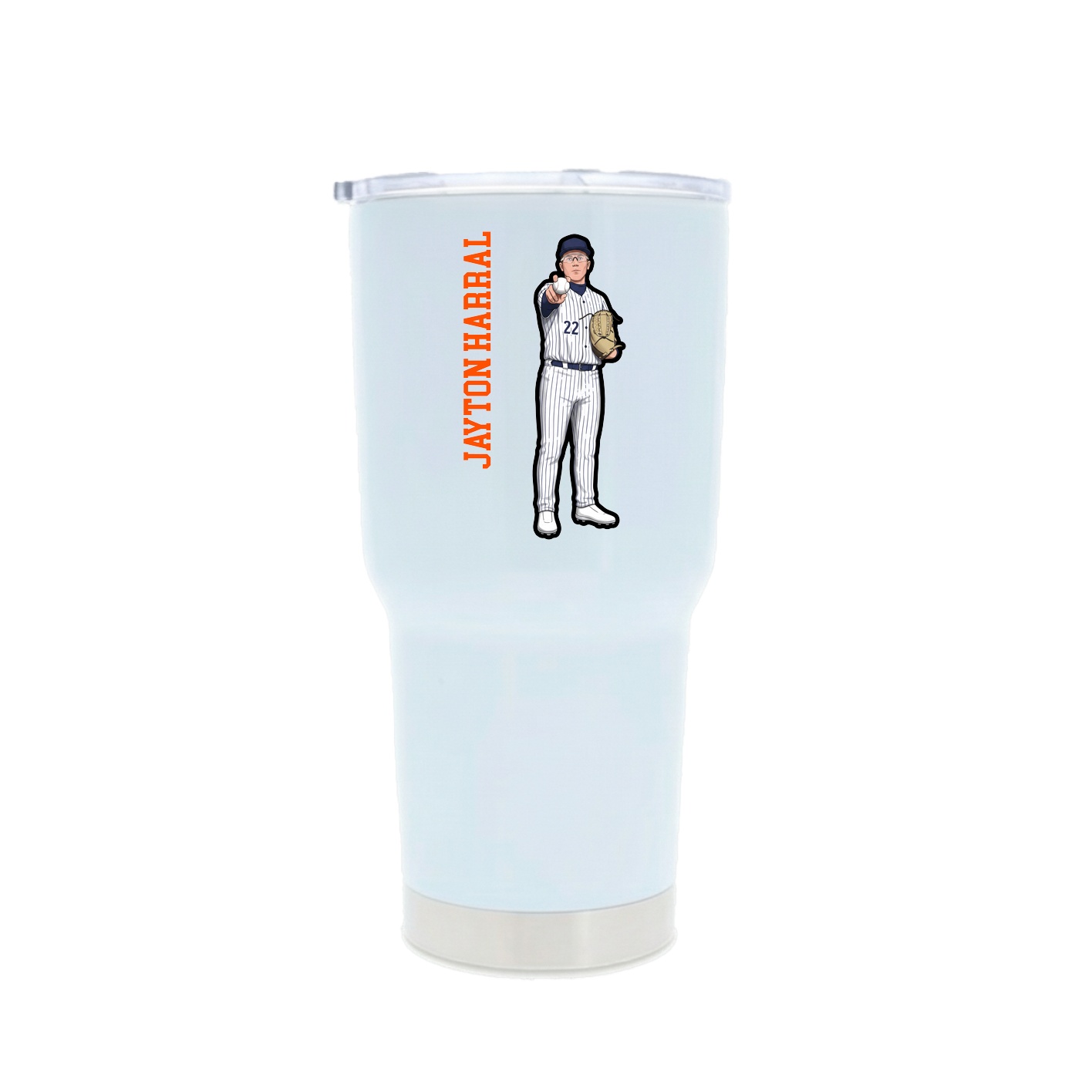 30oz Stainless Steel Tumbler — Name Vertical in White