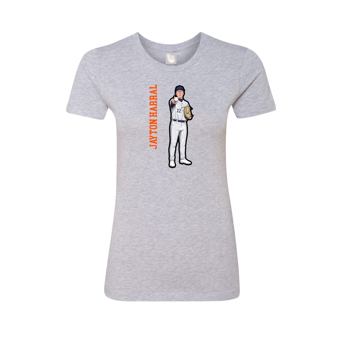 Fitted Women's Tee — Name Vertical in Grey