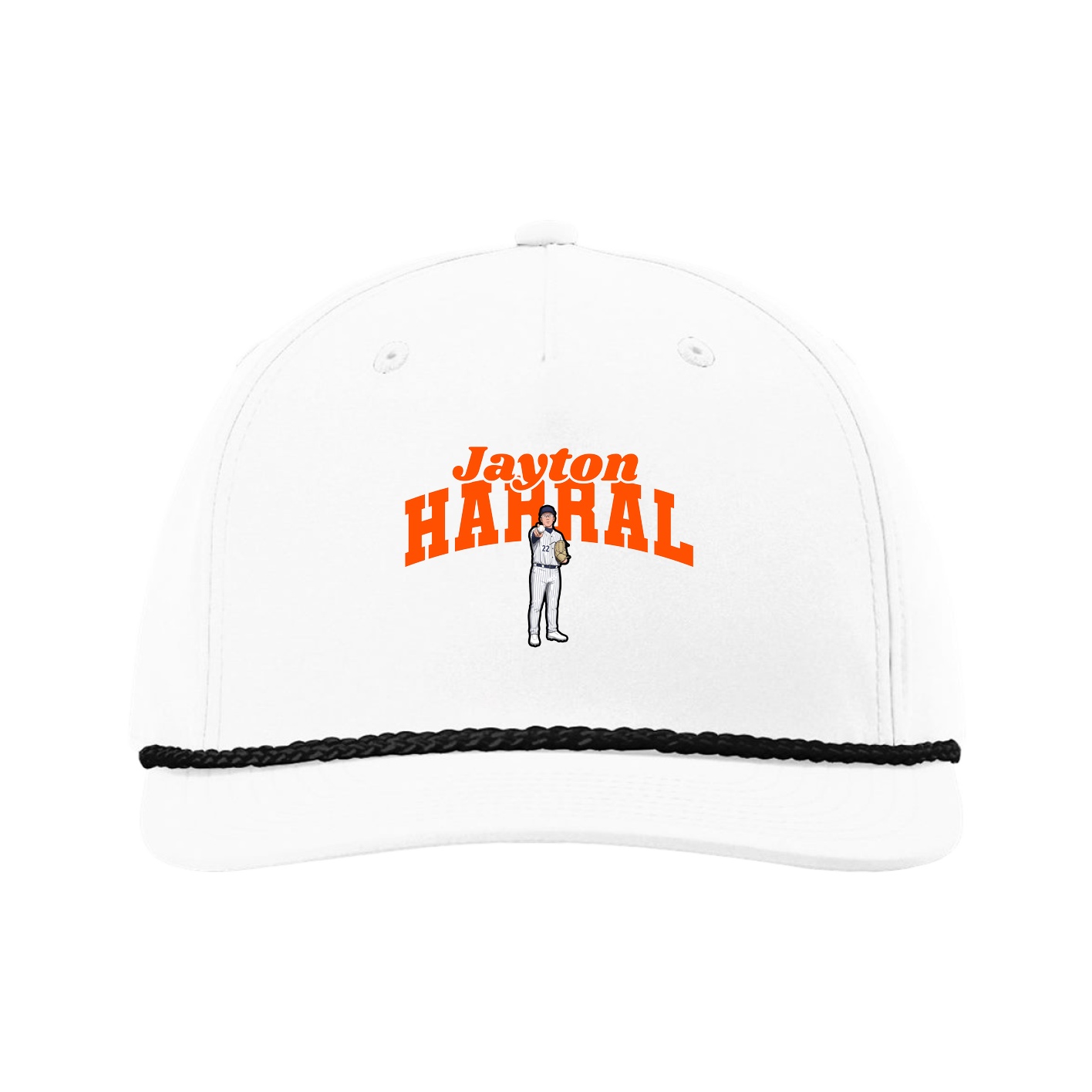 Five-Panel Classic Rope Cap — Signature Arch in White