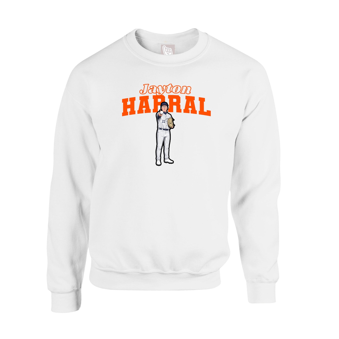 Fleece Crew — Name Arch in White
