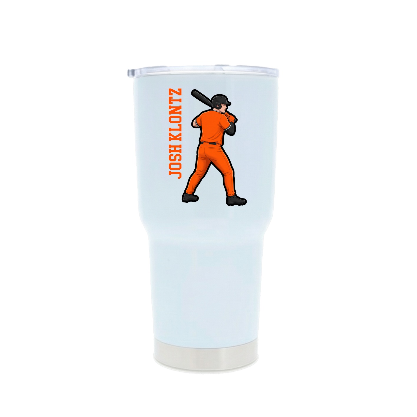 30oz Stainless Steel Tumbler — Name Vertical in White