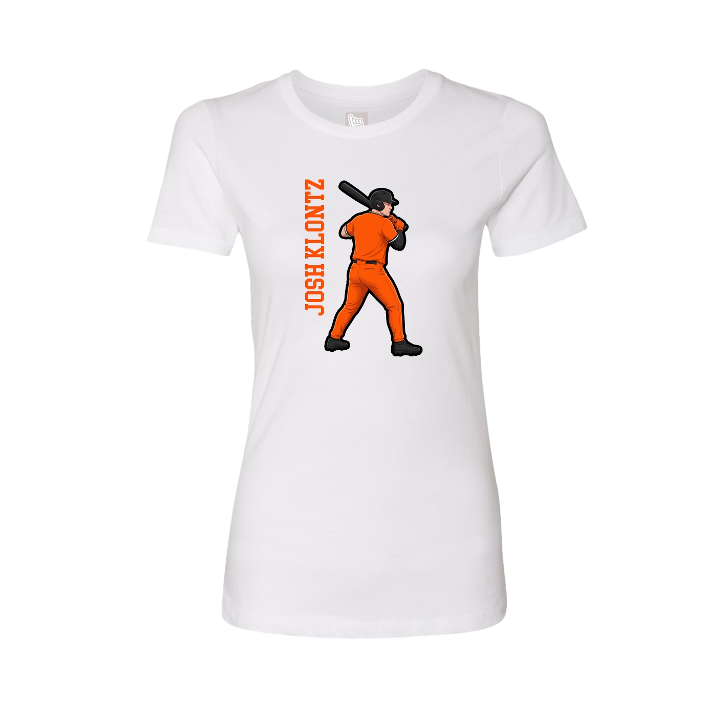 Fitted Women's Tee — Name Vertical in White