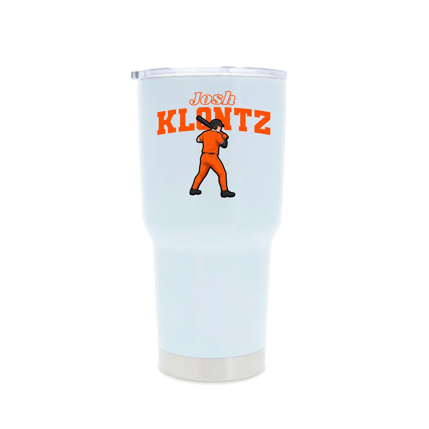 30oz Stainless Steel Tumbler — Name Arch in White