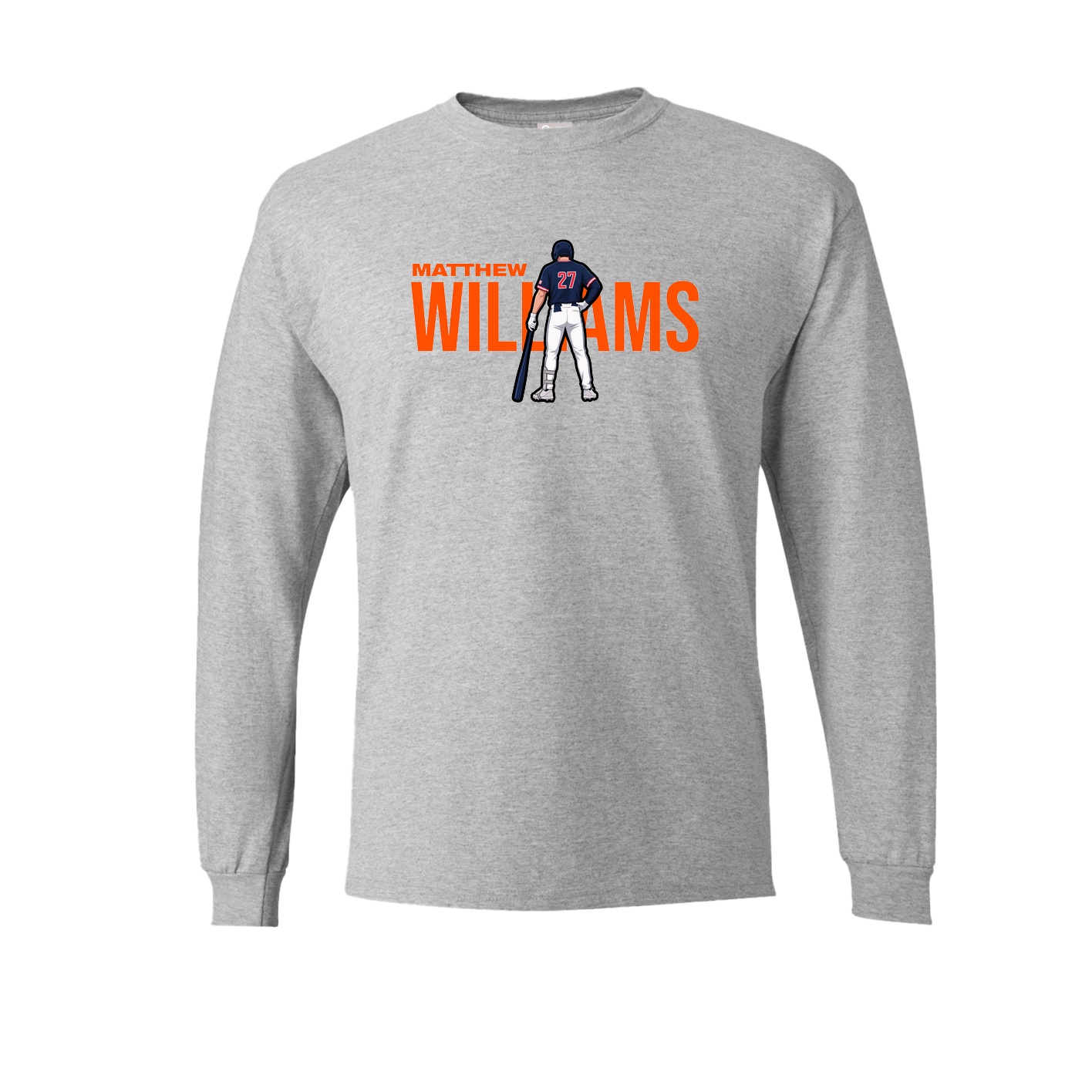 Long Sleeve Tee — Player Name in Grey