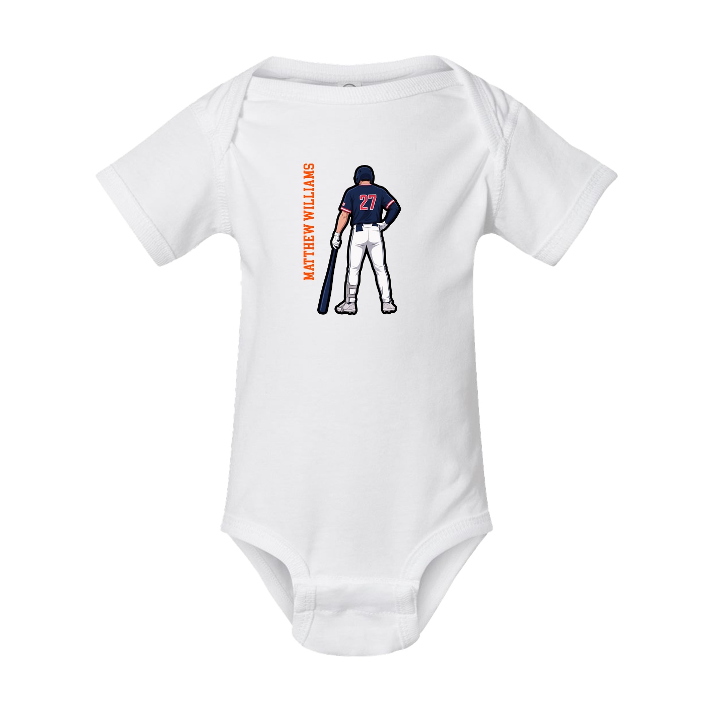 Baby Onesie — Name Vertical in White