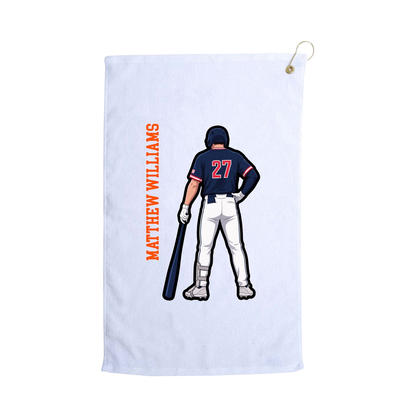 Golf Towel — Name Vertical in White