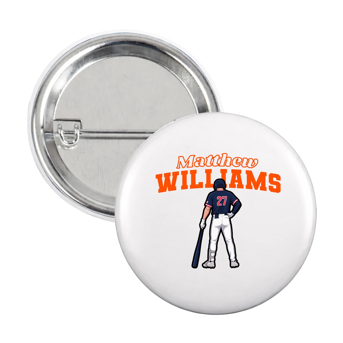 Game Day Button — Name Arch in White