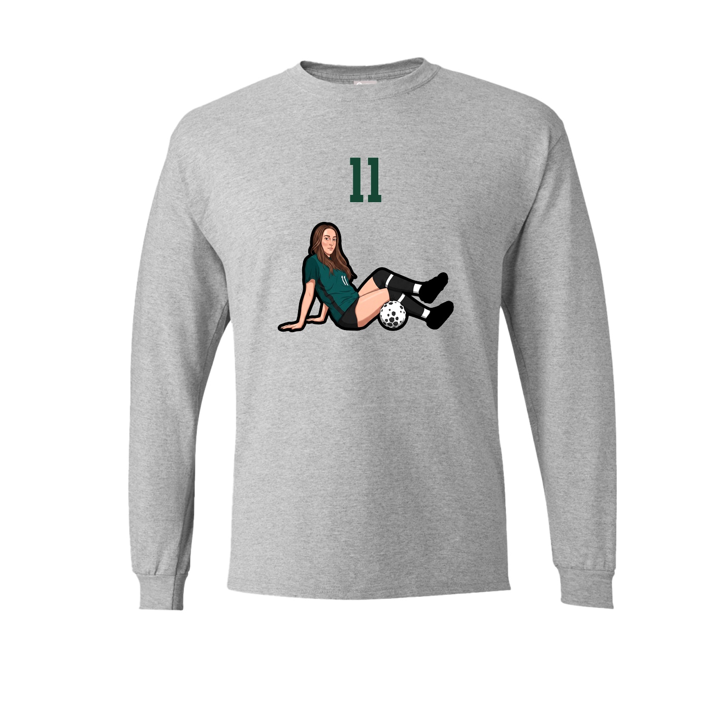 Long Sleeve Tee — Number Top in Grey