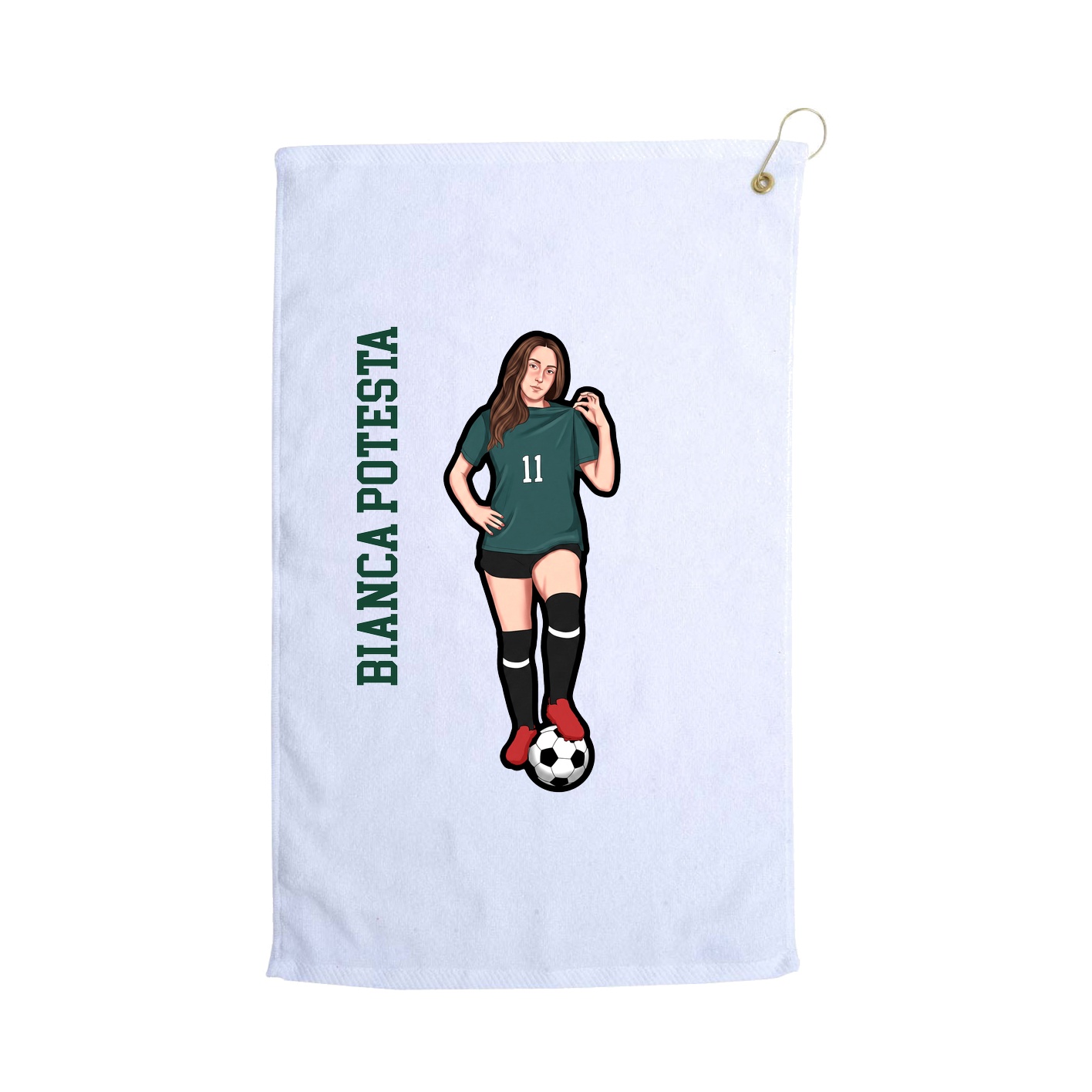 Golf Towel — Name Vertical in White