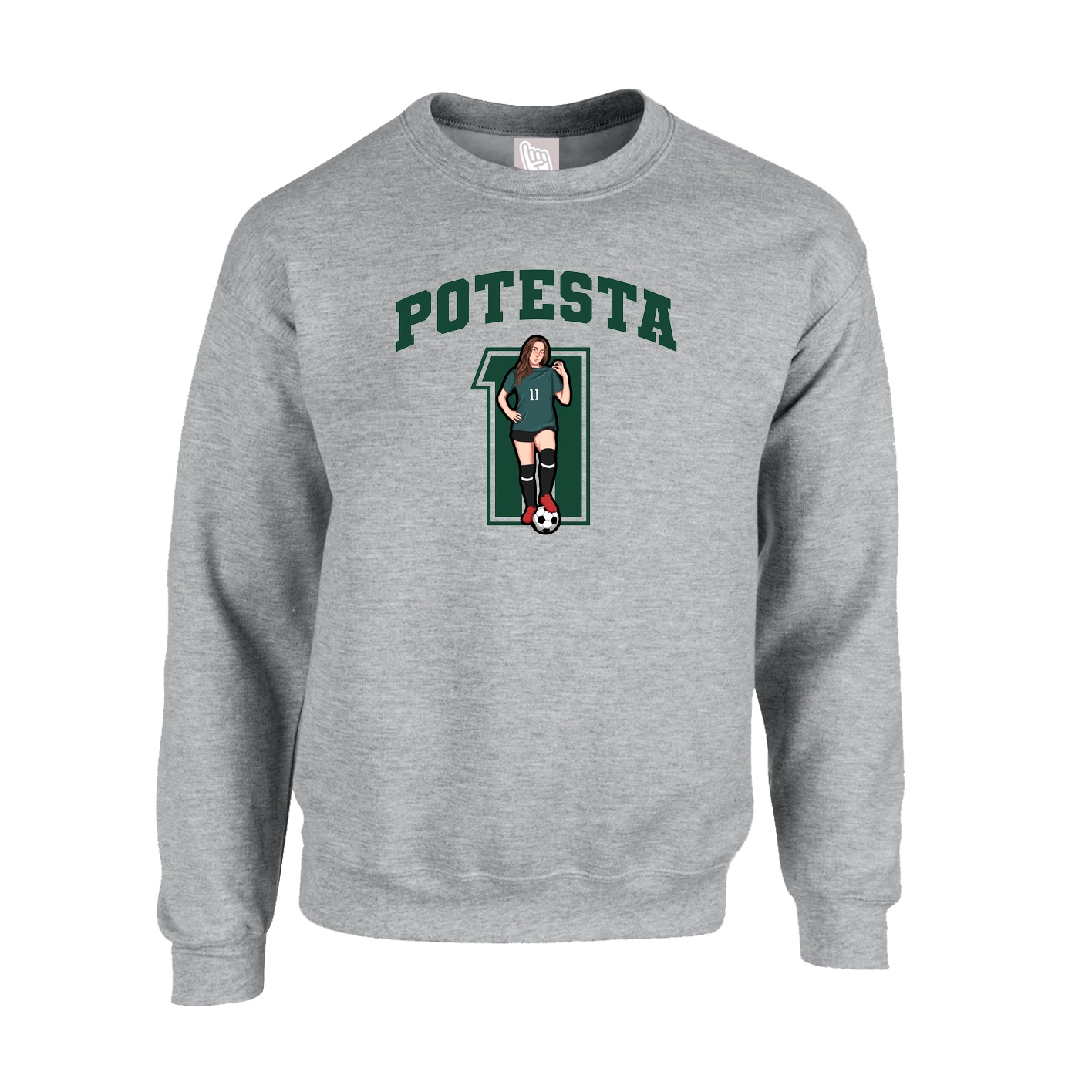 Fleece Crew — Number in Grey
