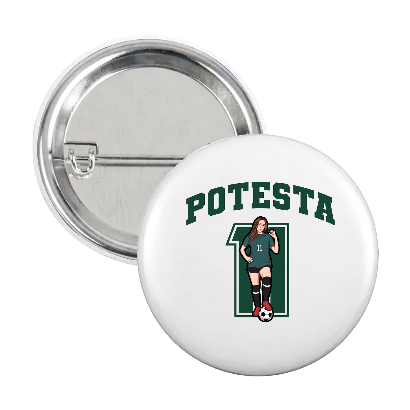 Game Day Button — Number in White