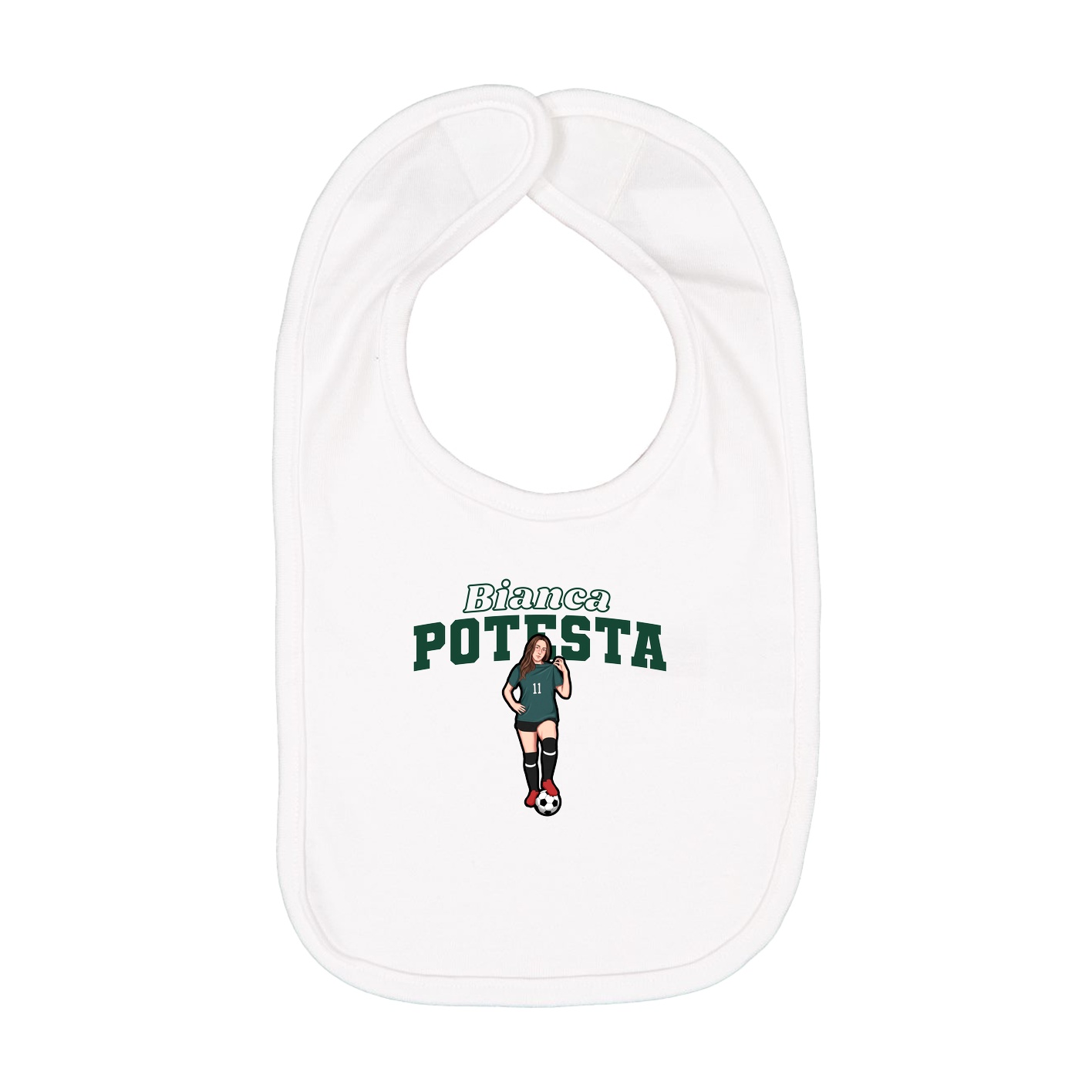 Infant Bib — Name Arch in White