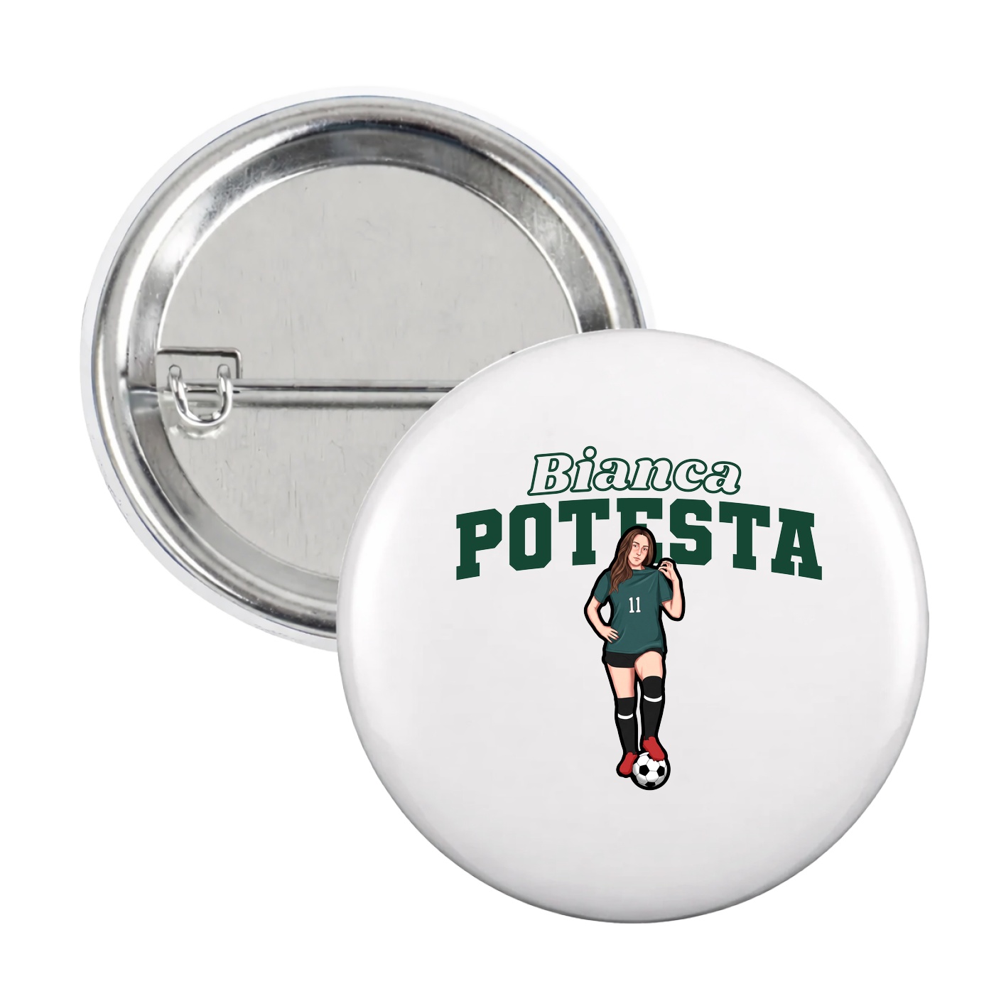 Game Day Button — Name Arch in White