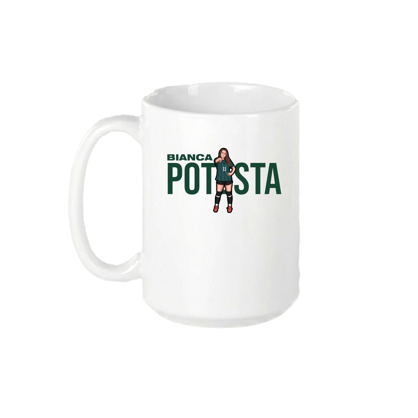 15oz Coffee Mug — Player Name in White
