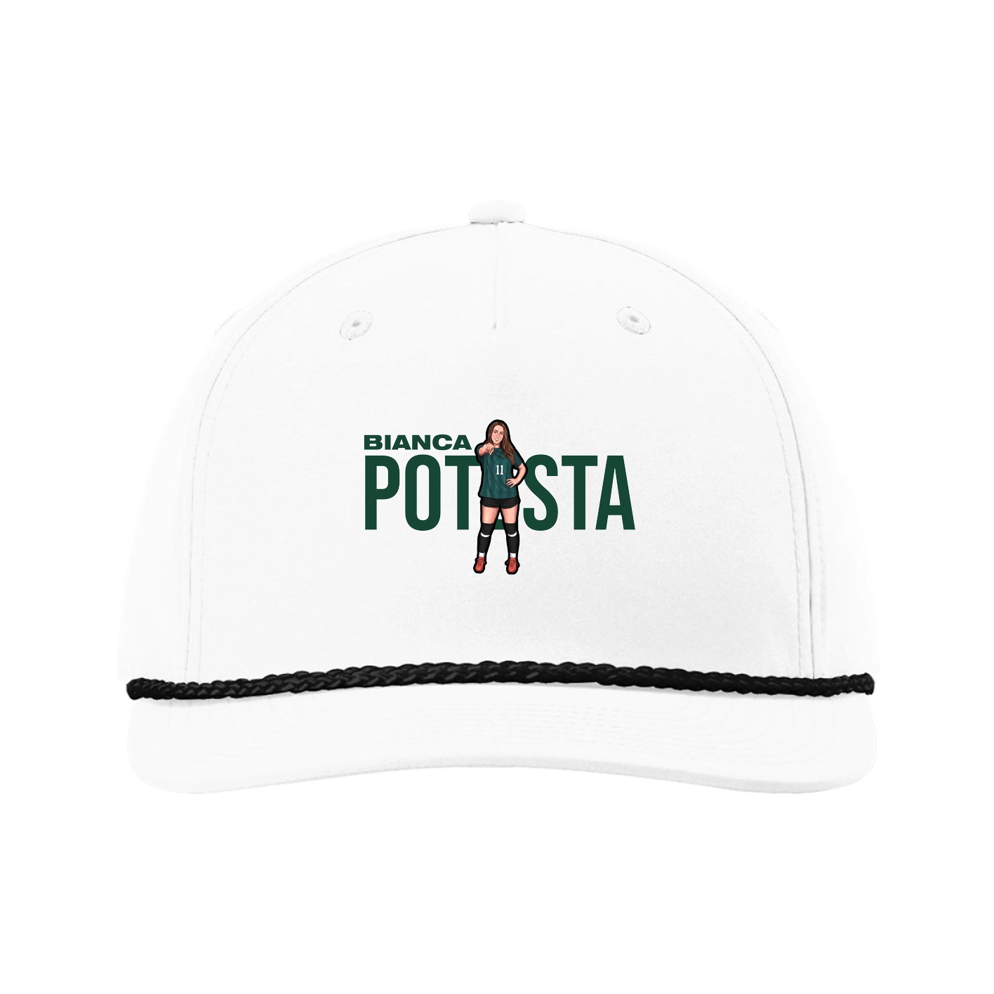 Five-Panel Classic Rope Cap — Player Name in White