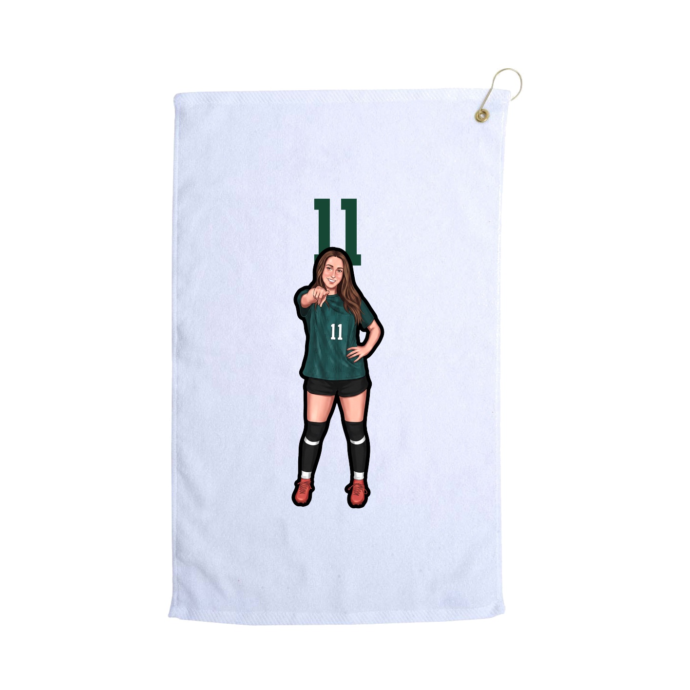 Golf Towel — Number Top in White