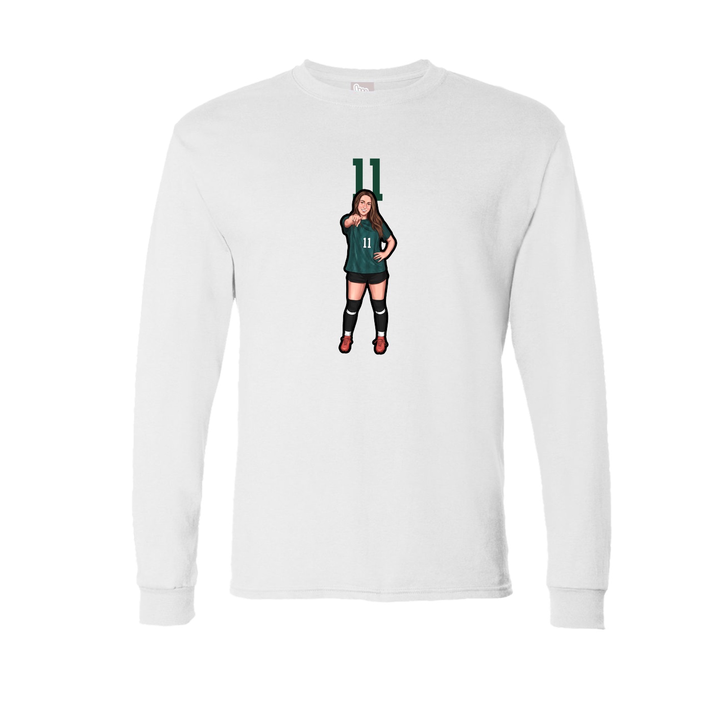 Long Sleeve Tee — Number Top in White