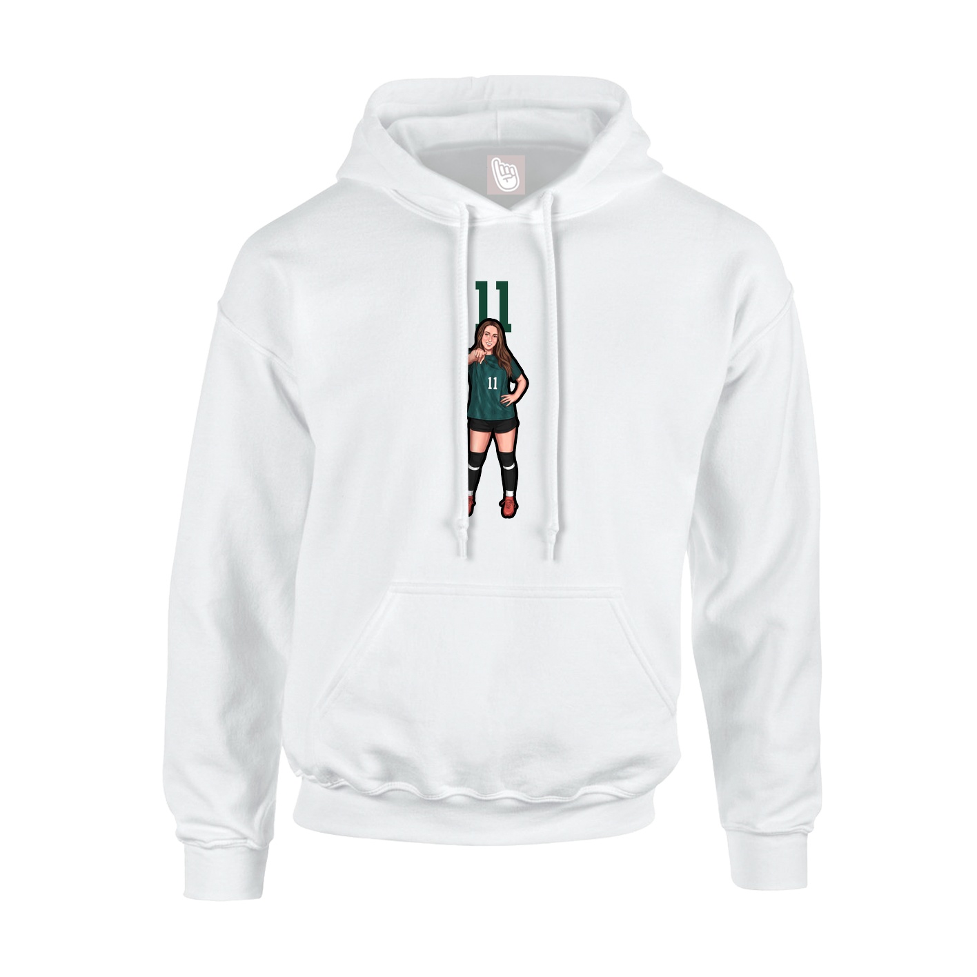 Youth Hoodie — Number Top in White
