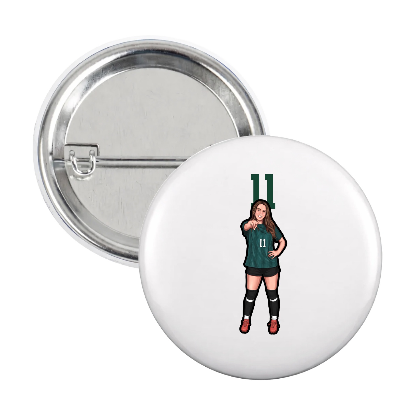 Game Day Button — Number Top in White