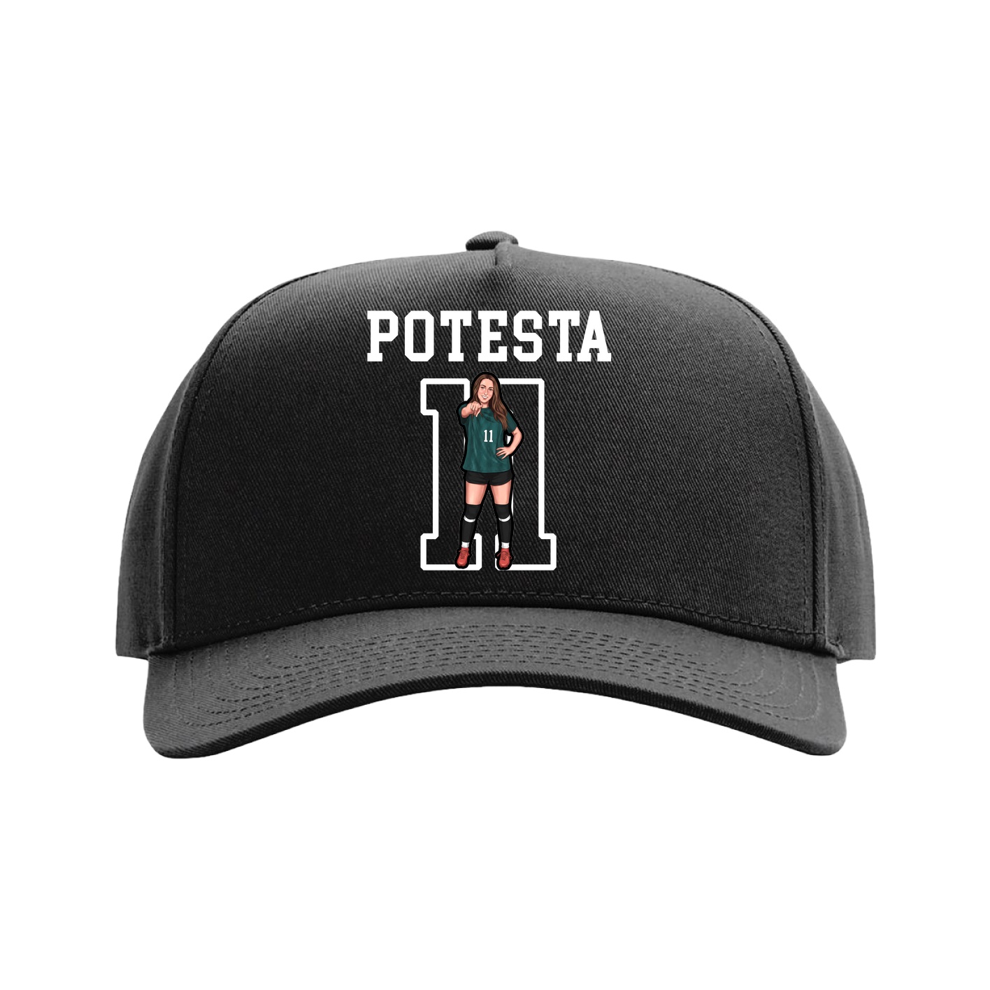 Full Fabric Five-Panel Champ Cap — Shirsey in Black