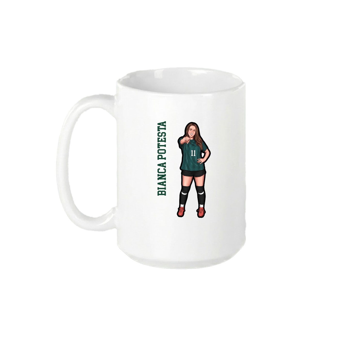 15oz Coffee Mug — Name Vertical in White