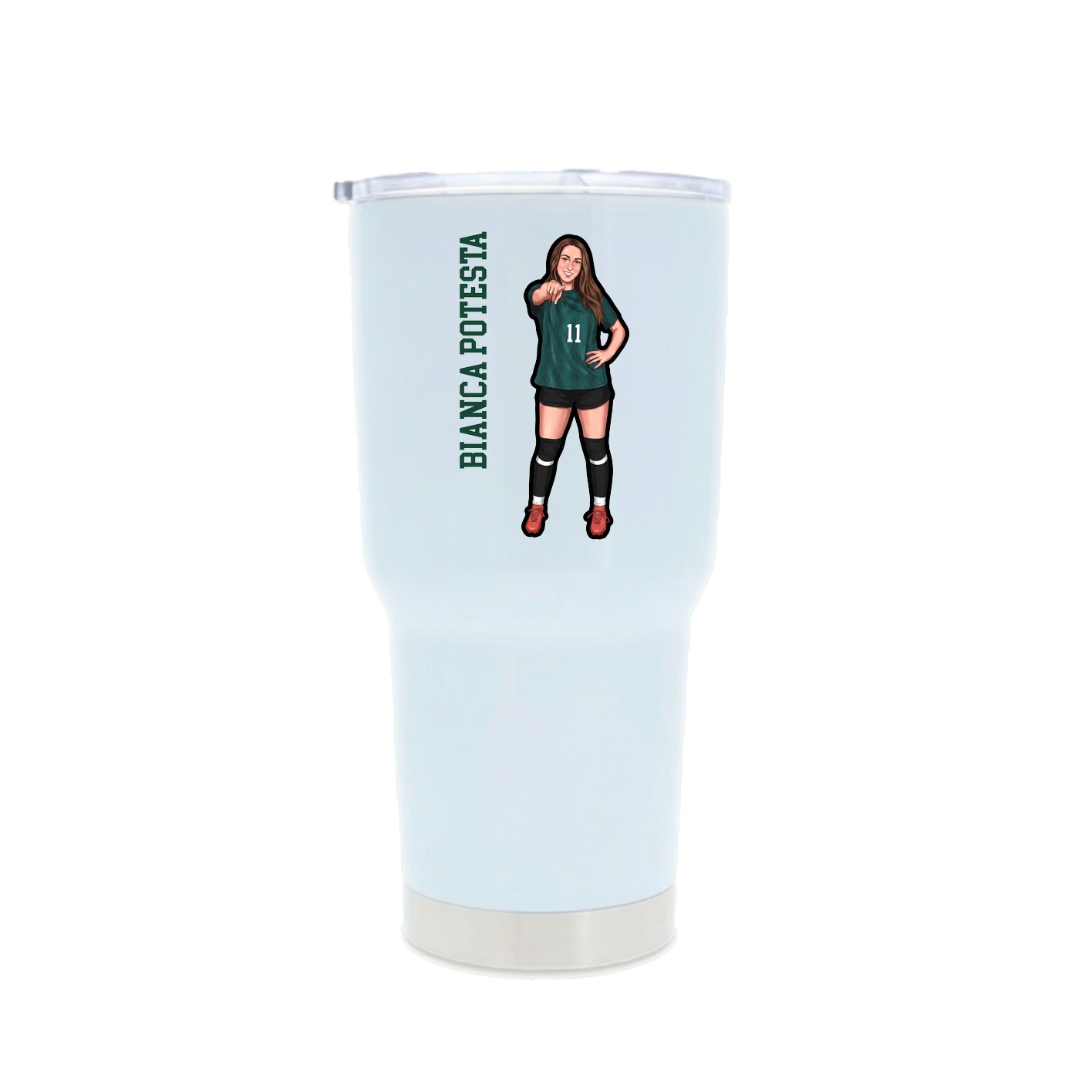 30oz Stainless Steel Tumbler — Name Vertical in White