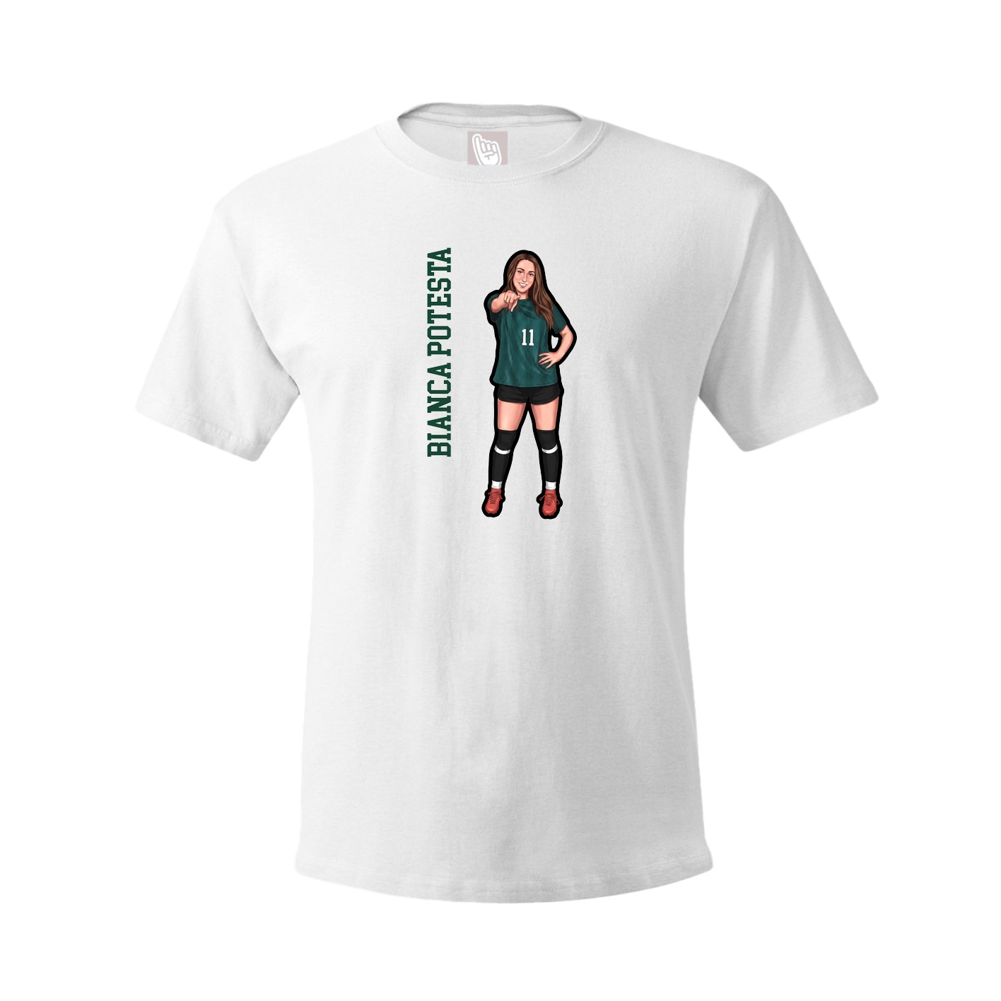 Tee — Name Vertical in White