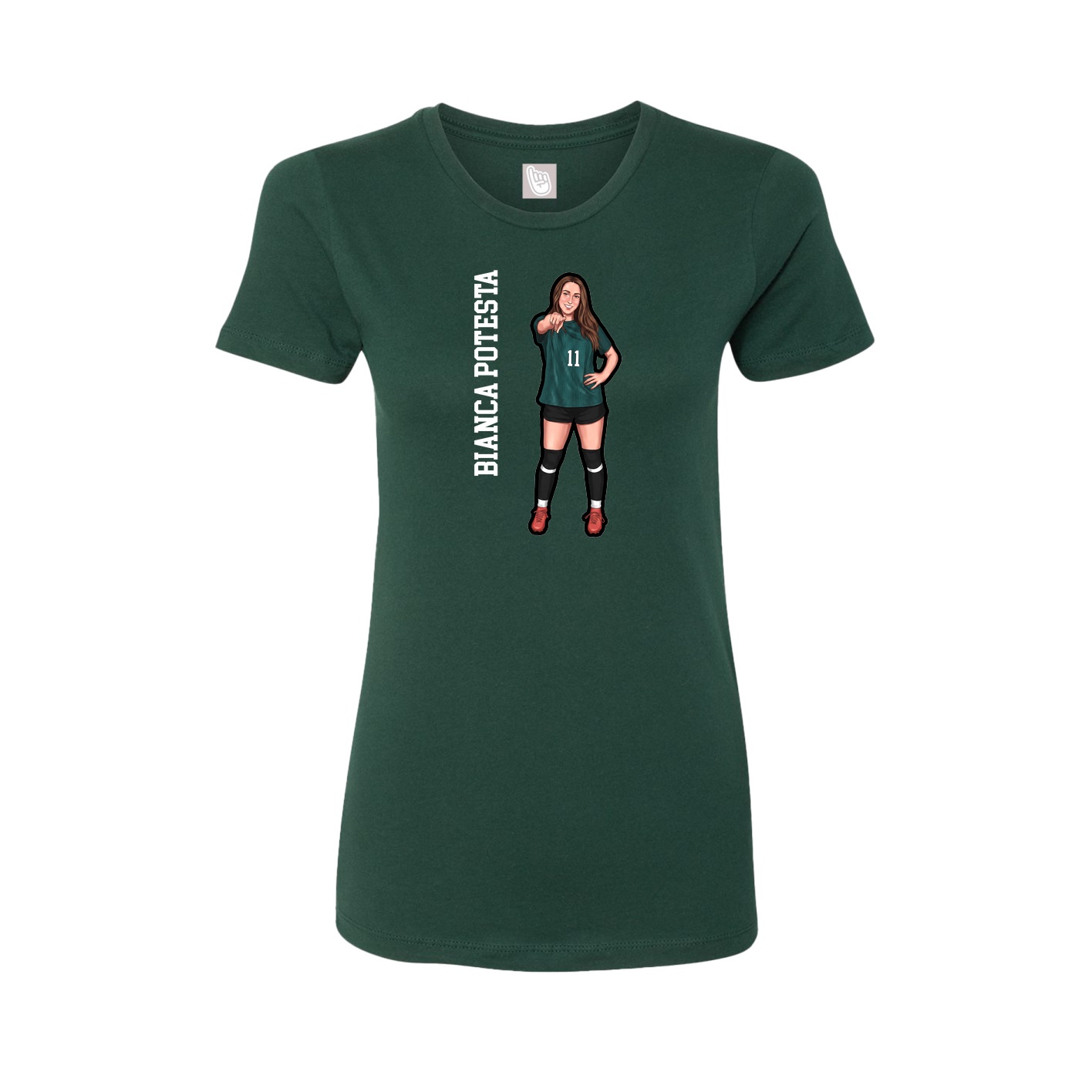 Womens Tee — Name Vertical in Green