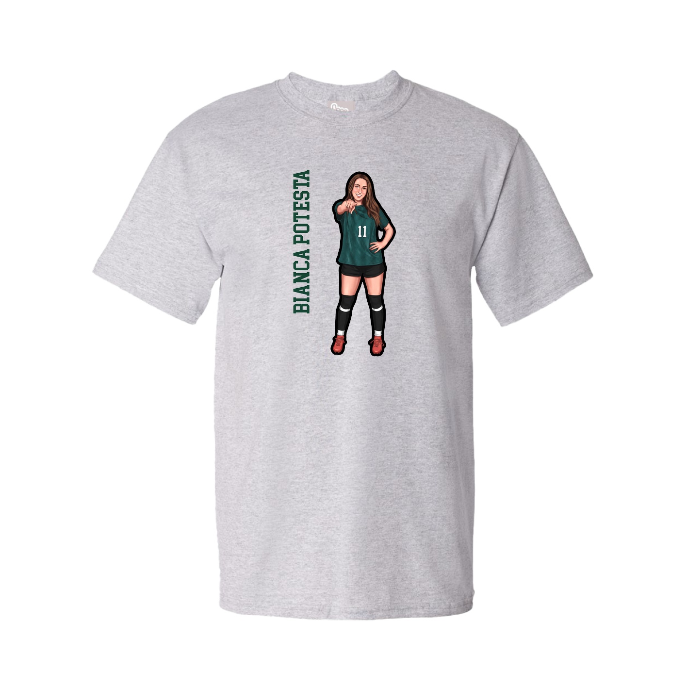 Youth Tee — Name Vertical in Grey