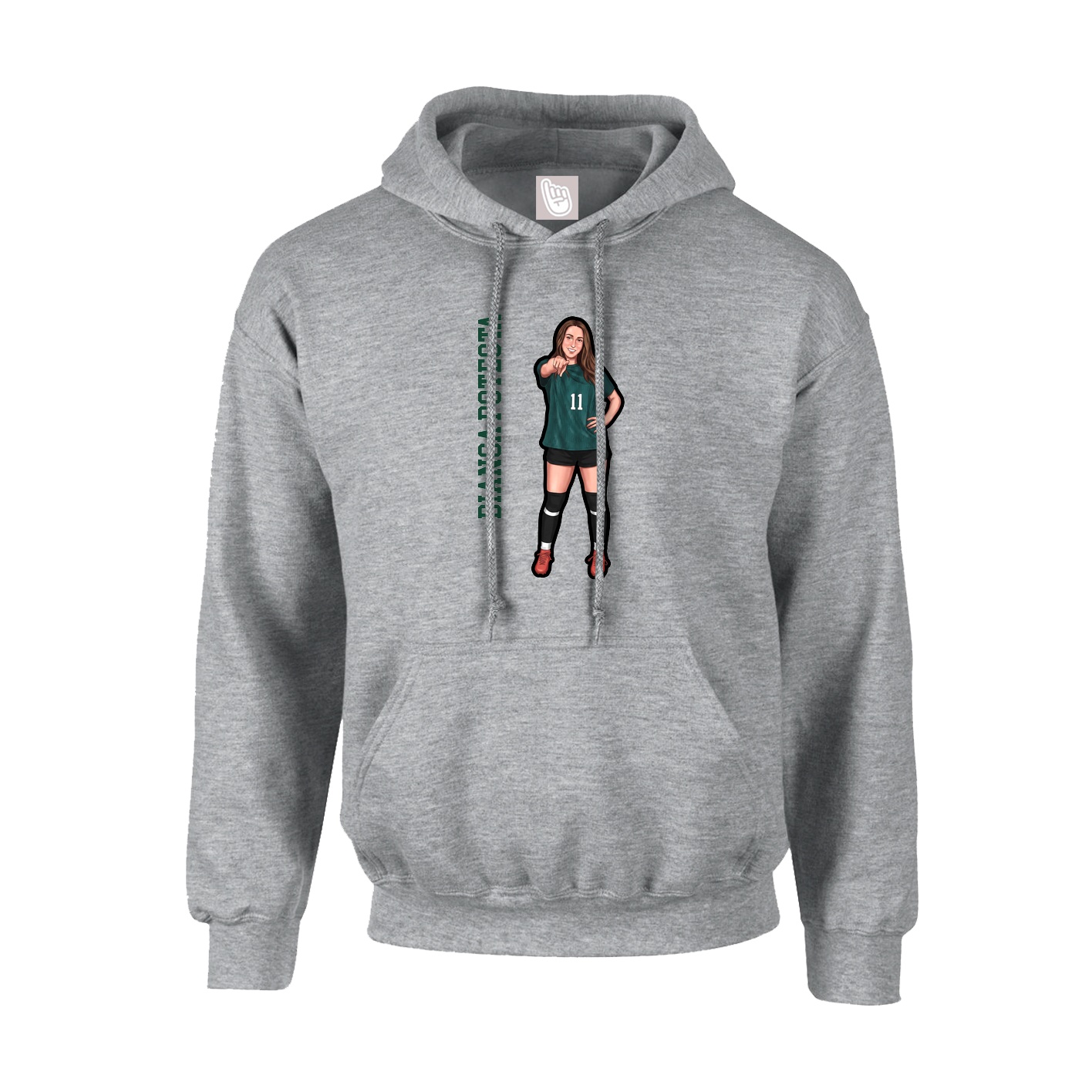 Hoodie — Name Vertical in Grey