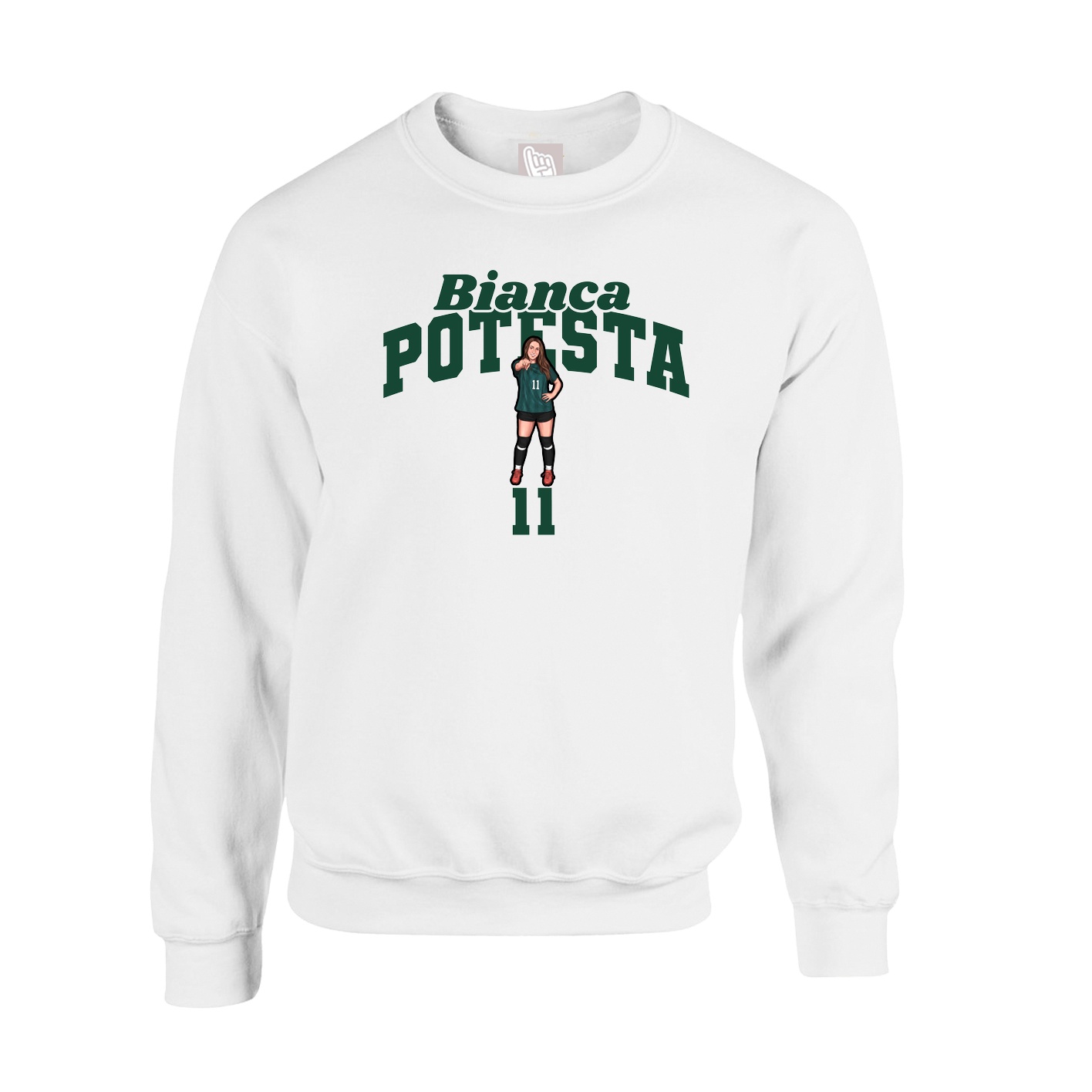 Fleece Crew — Signature Arch in White