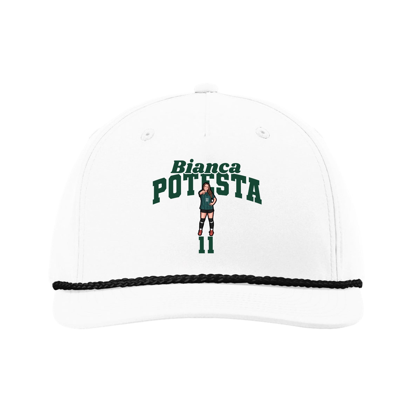 Five-Panel Classic Rope Cap — Signature Arch in White