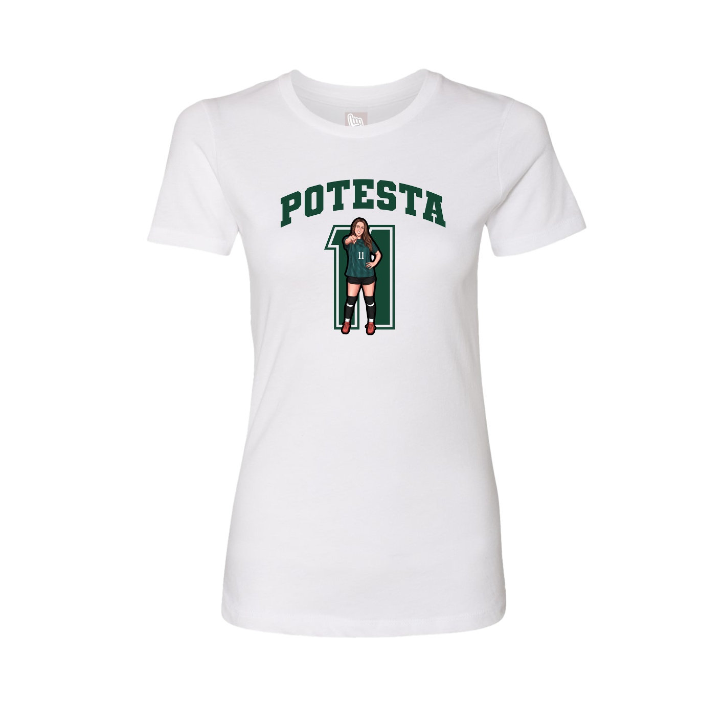 Fitted Women's Tee — Number in White