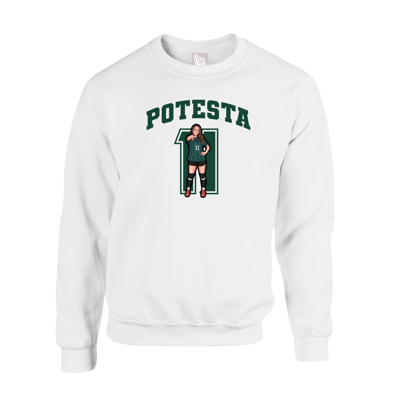 Fleece Crew — Number in White