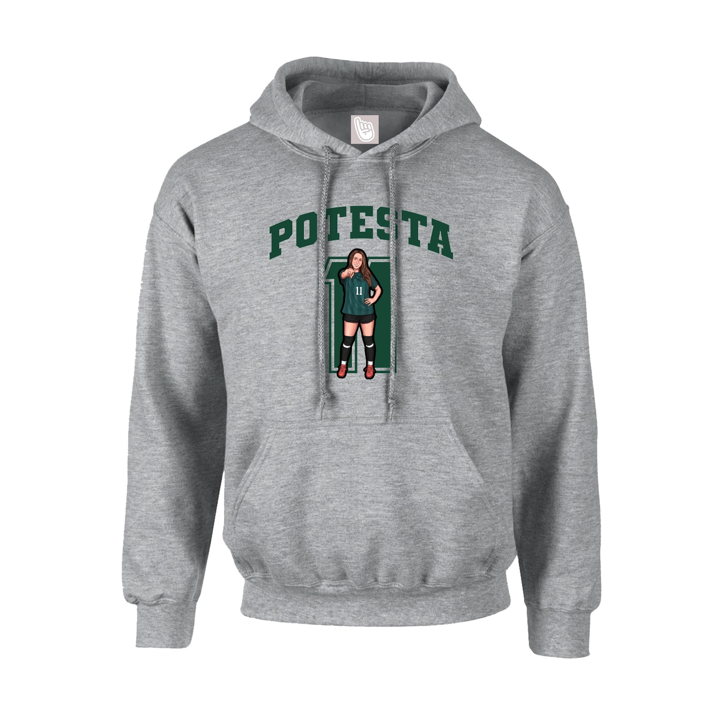 Youth Hoodie — Number in Grey