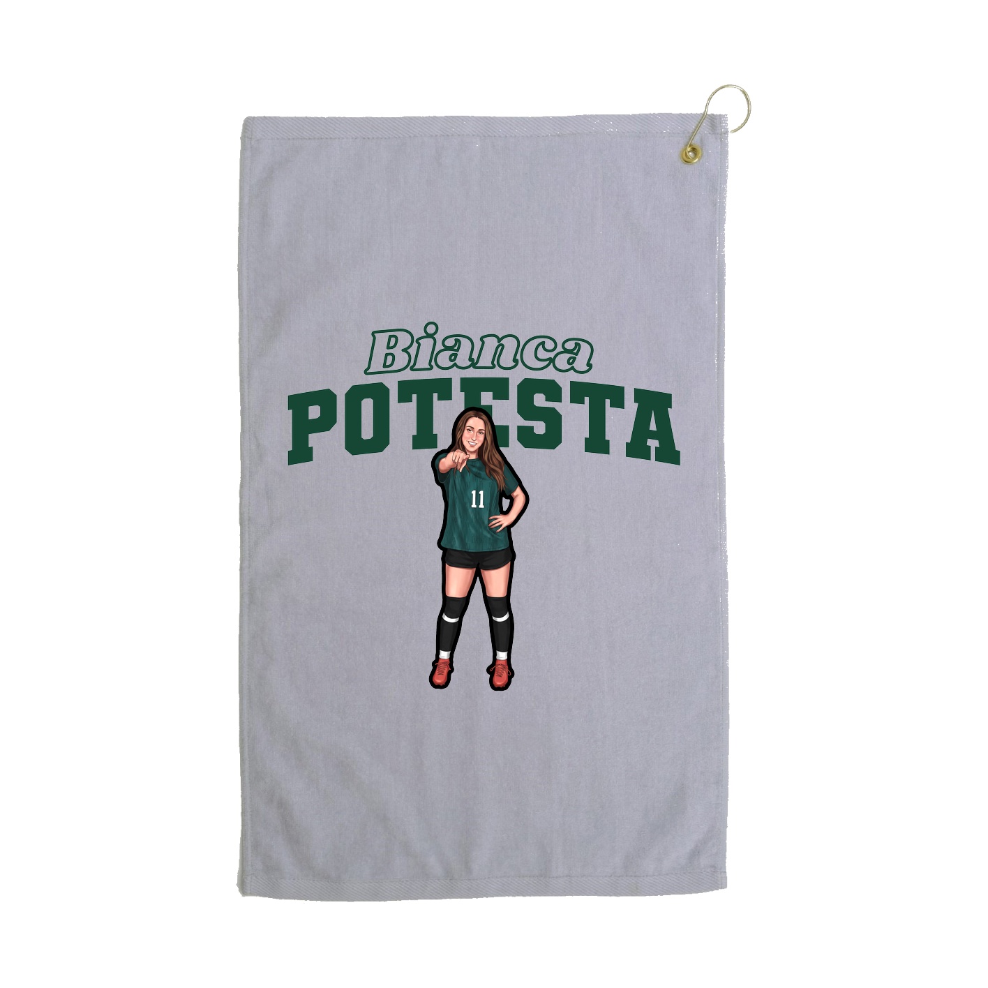 Golf Towel — Name Arch in Grey