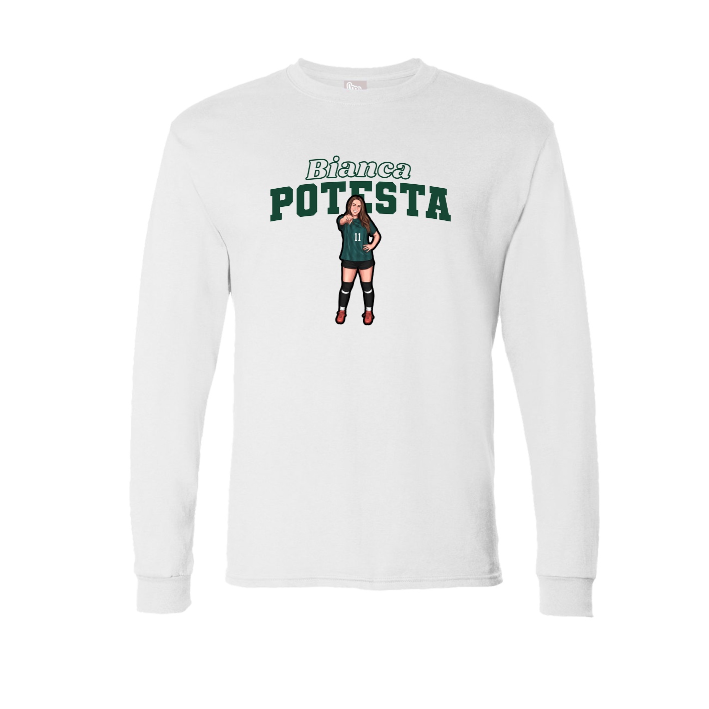 Long Sleeve Tee — Name Arch in White