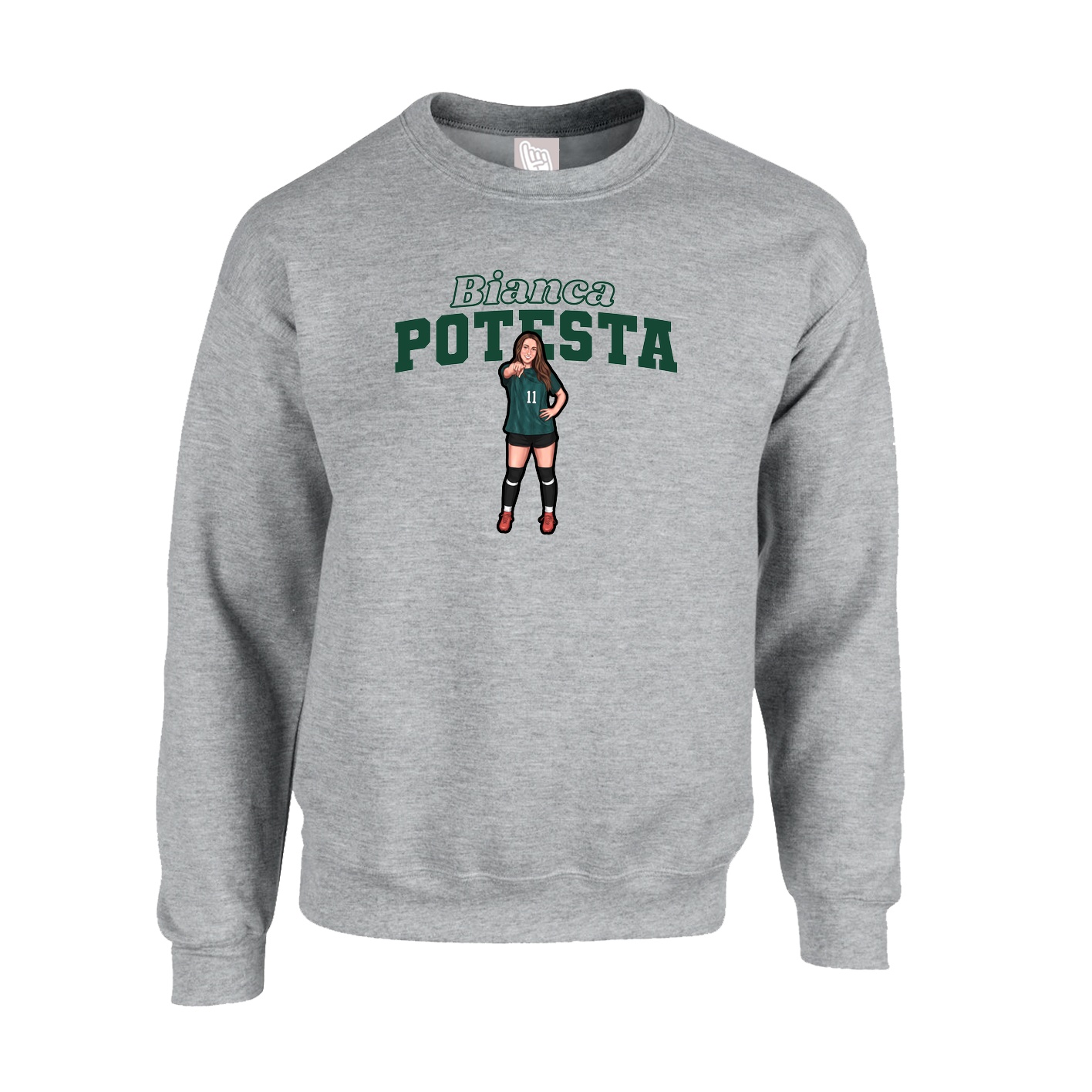 Fleece Crew — Name Arch in Grey