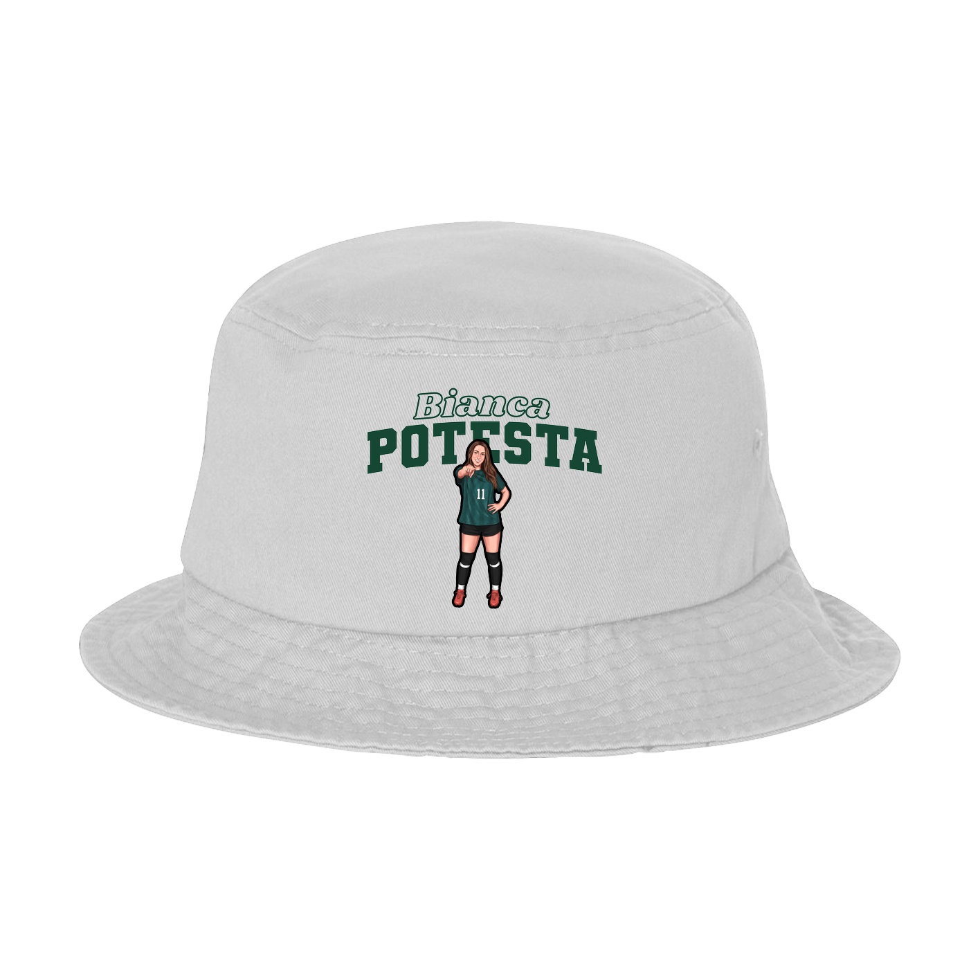 Bucket Cap — Name Arch in White